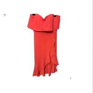 Coral Xscape Crepe Bustier Ruffle Dress